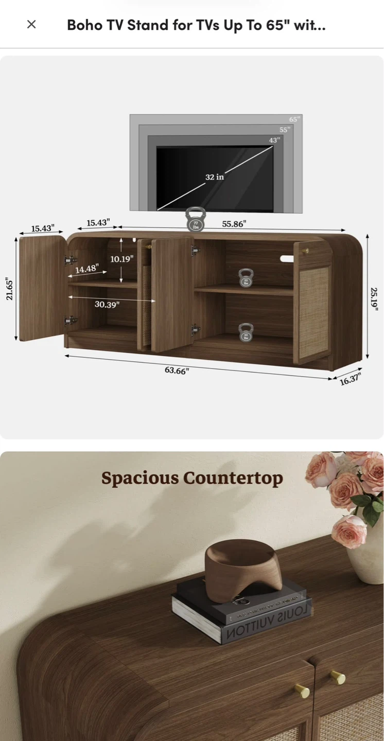 BOHO SICOTAS Crescent Collection TV Stand,Free Delivery - photo 5
