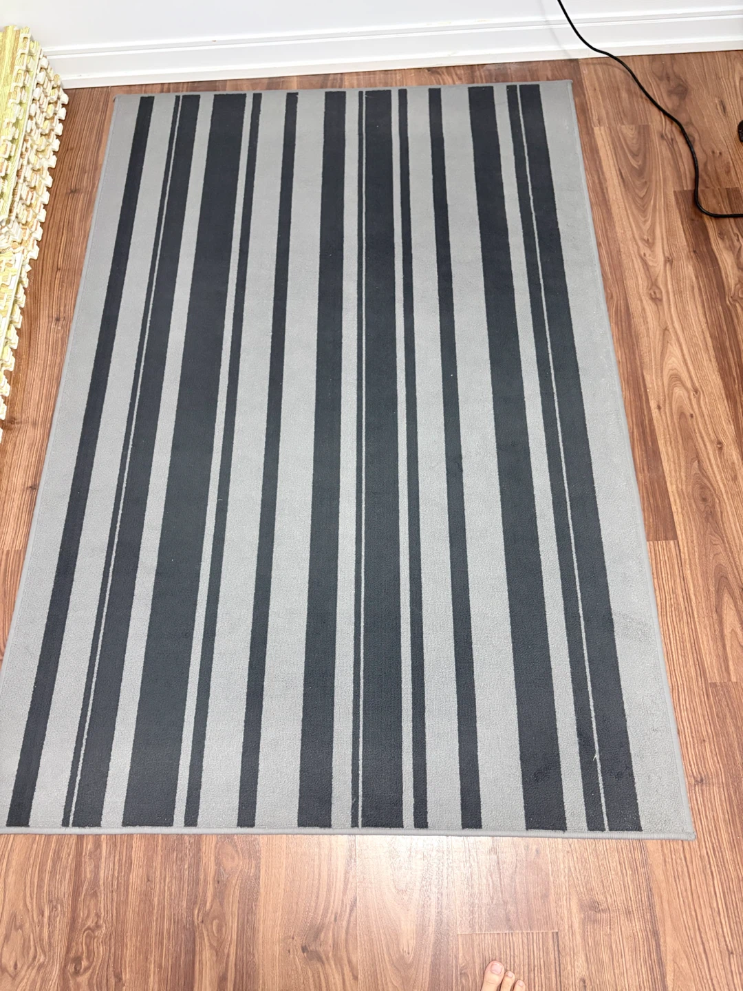 Non slip- Grey and black striped area rug