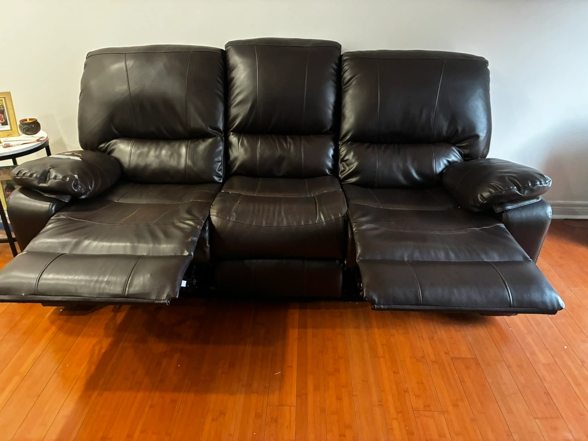 Dark brown leather reclining sofa - photo 2