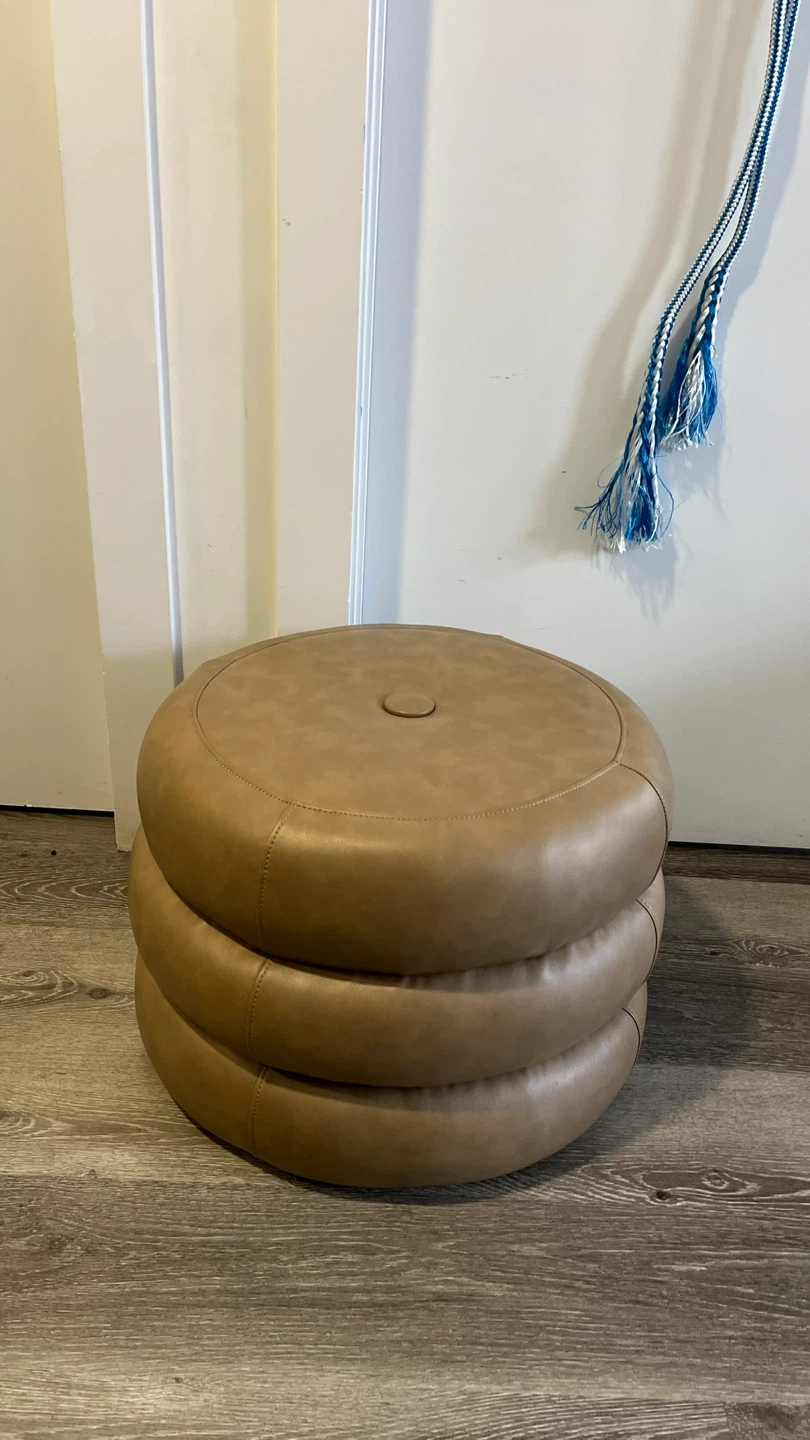NEW Faux Leather Ottomanv Pouf