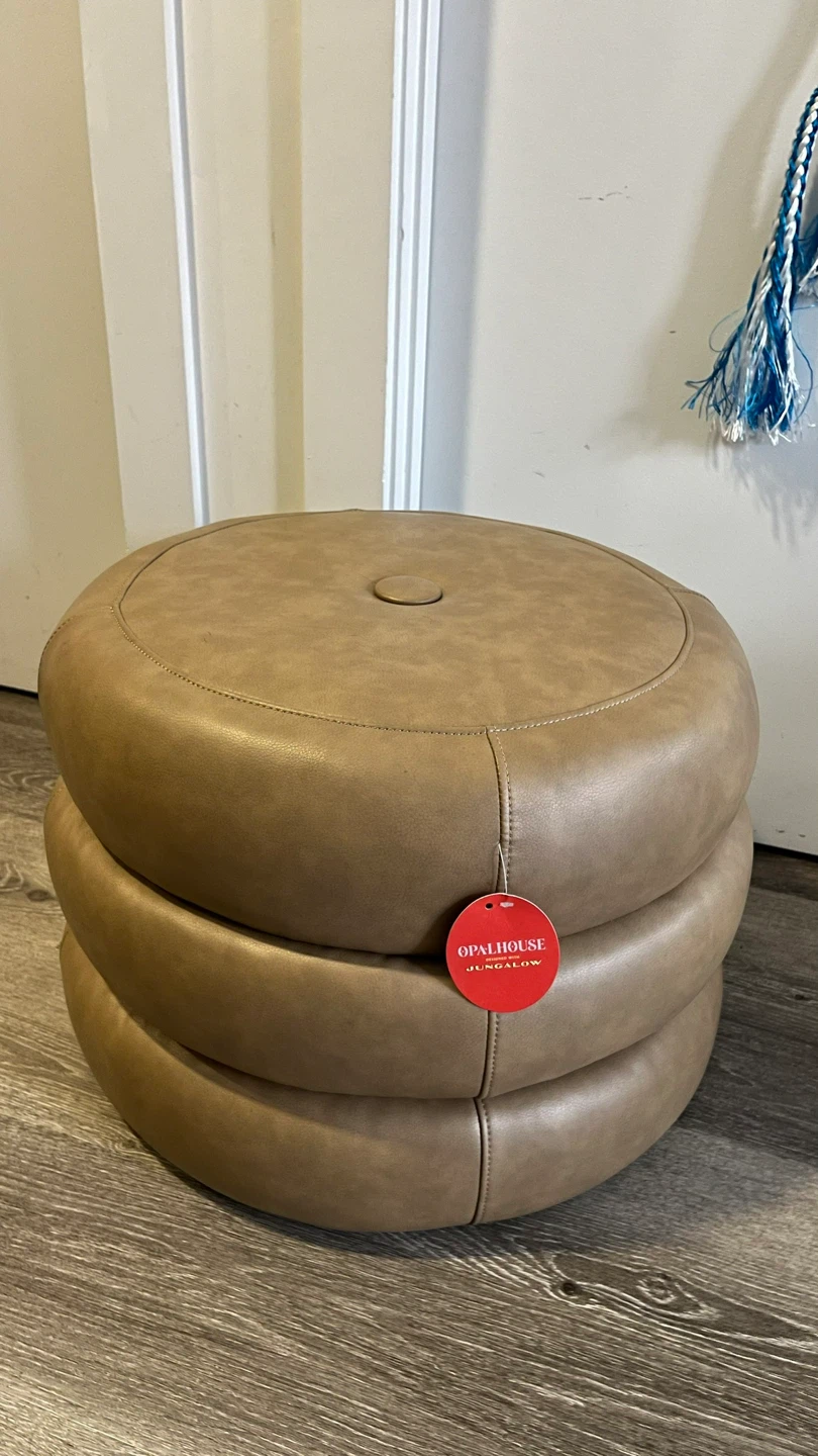NEW Faux Leather Ottomanv Pouf - photo 2