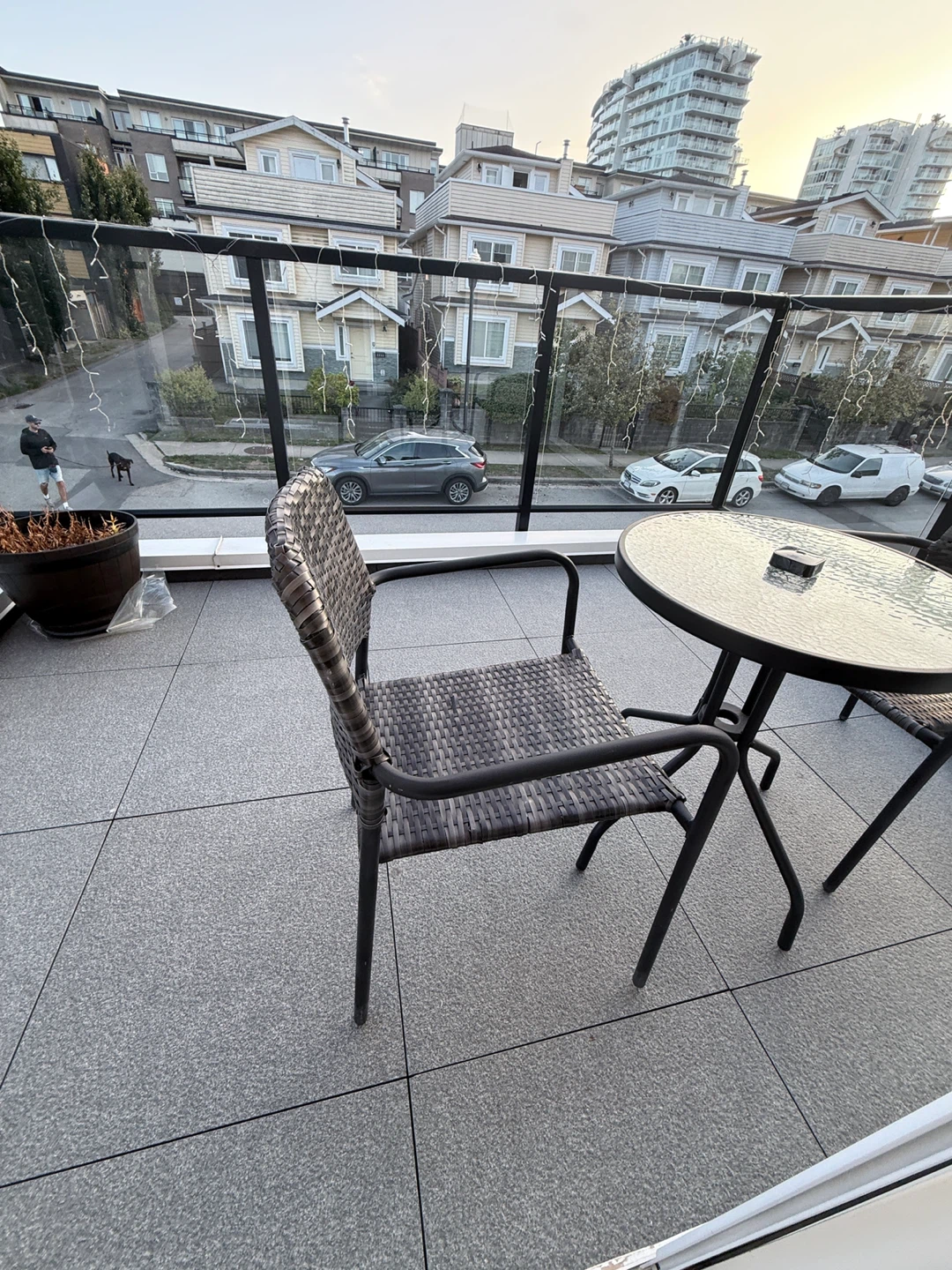 Patio Bistro Set with Two Chairs and Glass Table - photo 2