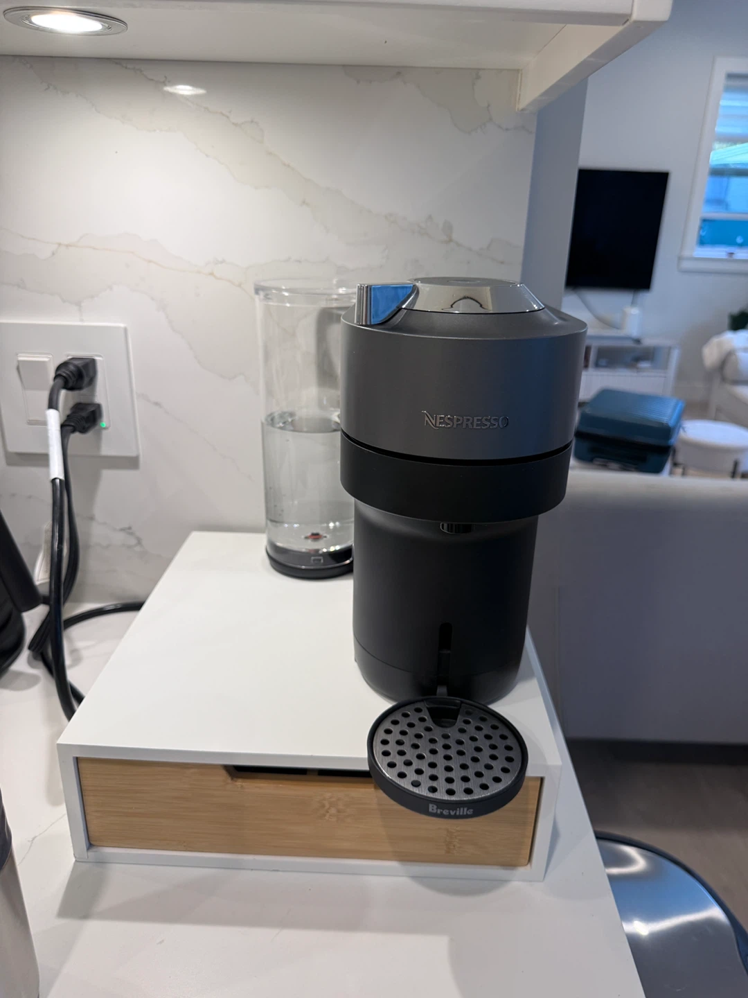 Breville Nespresso Coffee Machine and Bamboo Organizer