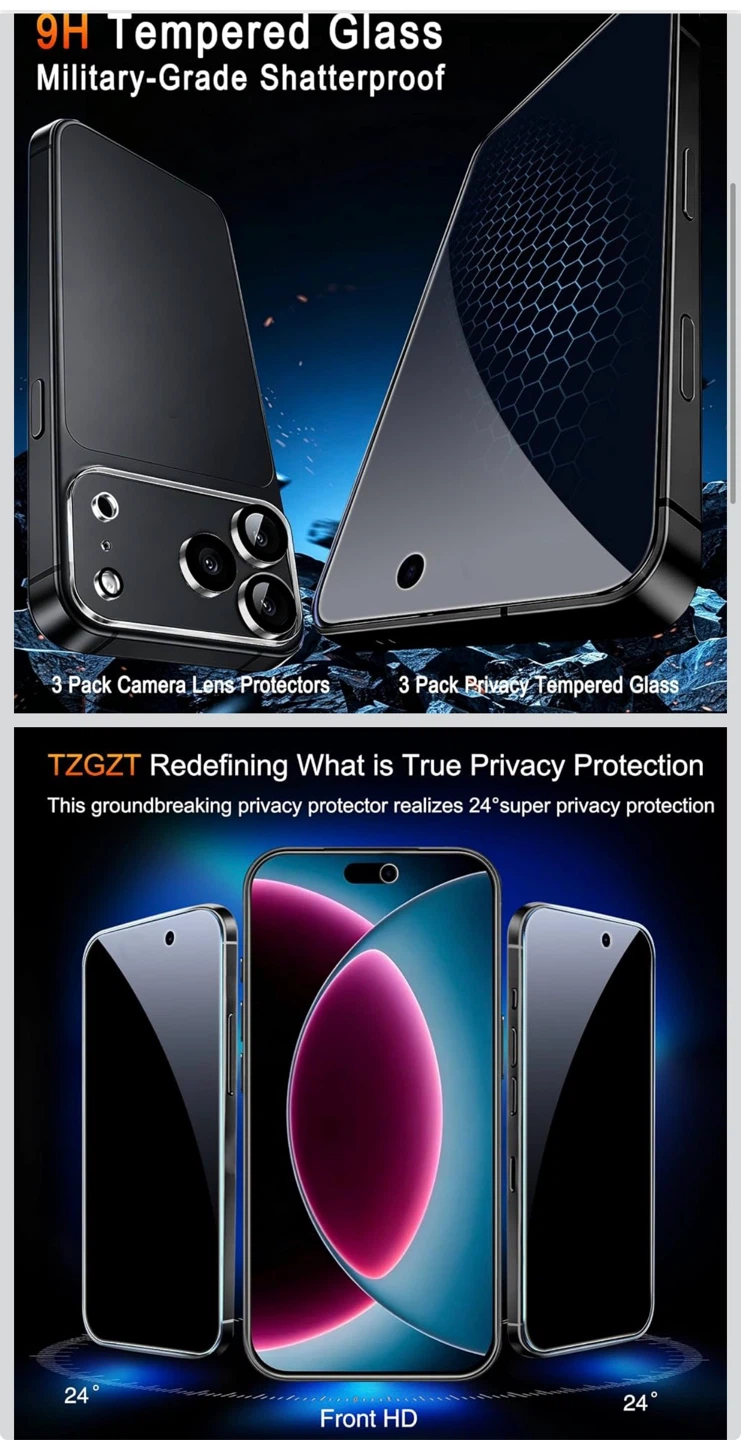 18pro max Privacy Screen Protector and Camera Lens Kit - photo 2