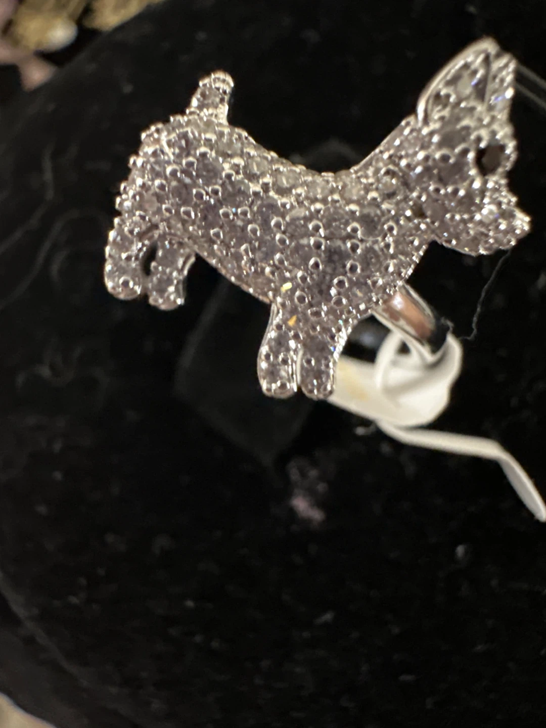 Dog-Shaped Rhinestone Ring