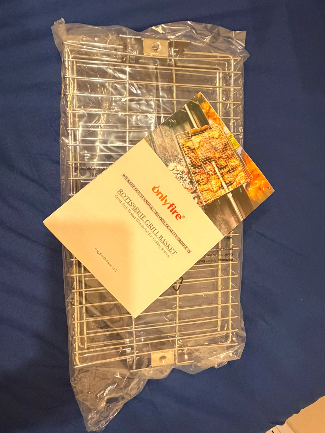 Onlyfire 6042 Flat Spit Rotisserie Grill Basket - photo 3