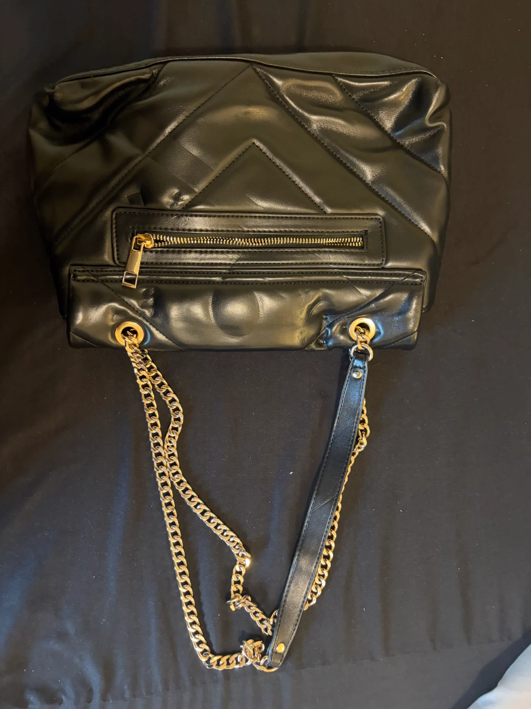 Aldo Black Quilted Shoulder Bag with Gold Hardware - photo 3