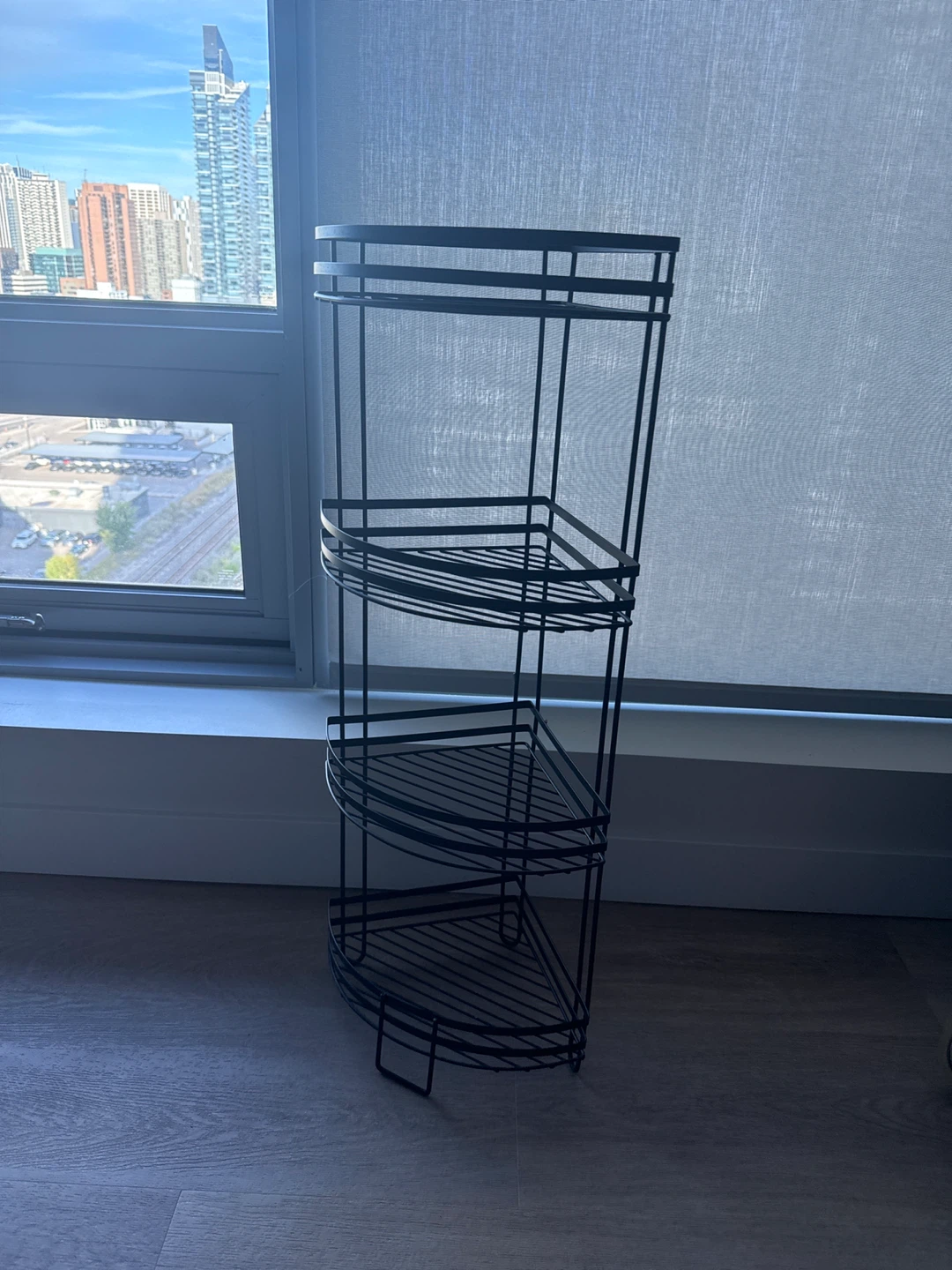 Four-Tier Black Corner Shelf Unit