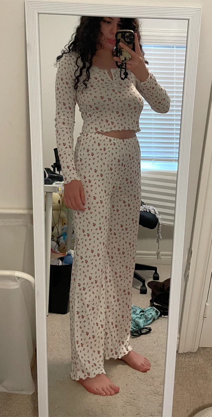Floral Ribbed Loungewear Set