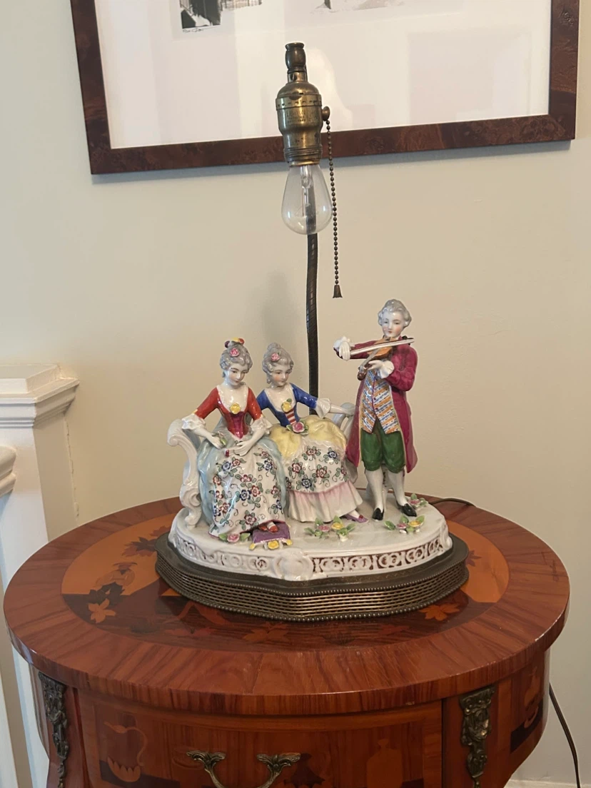 Antique Porcelain Figurine Table Lamp