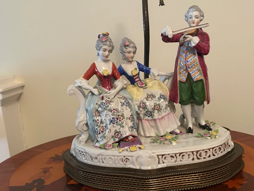 Antique Porcelain Figurine Table Lamp - photo 2