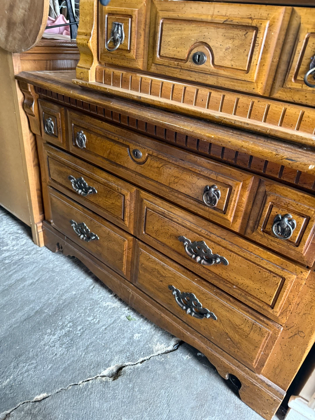 Vintage Wooden Dresser with Metal Pulls