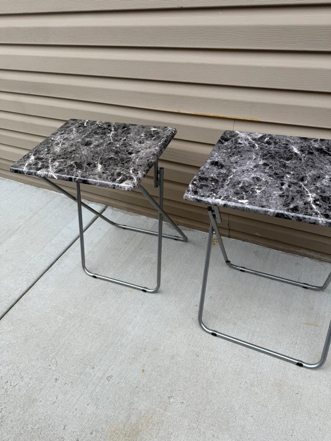 Set of 2 Black Marble Design Folding TV Tray Tables - photo 3