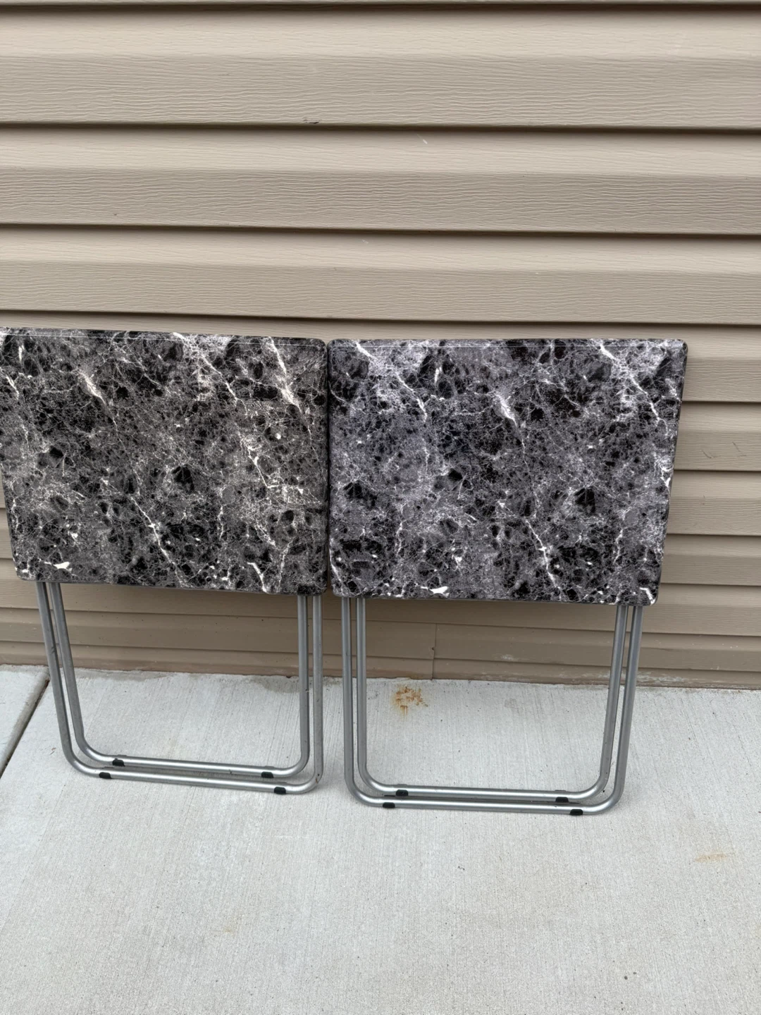 Set of 2 Black Marble Design Folding TV Tray Tables - photo 4