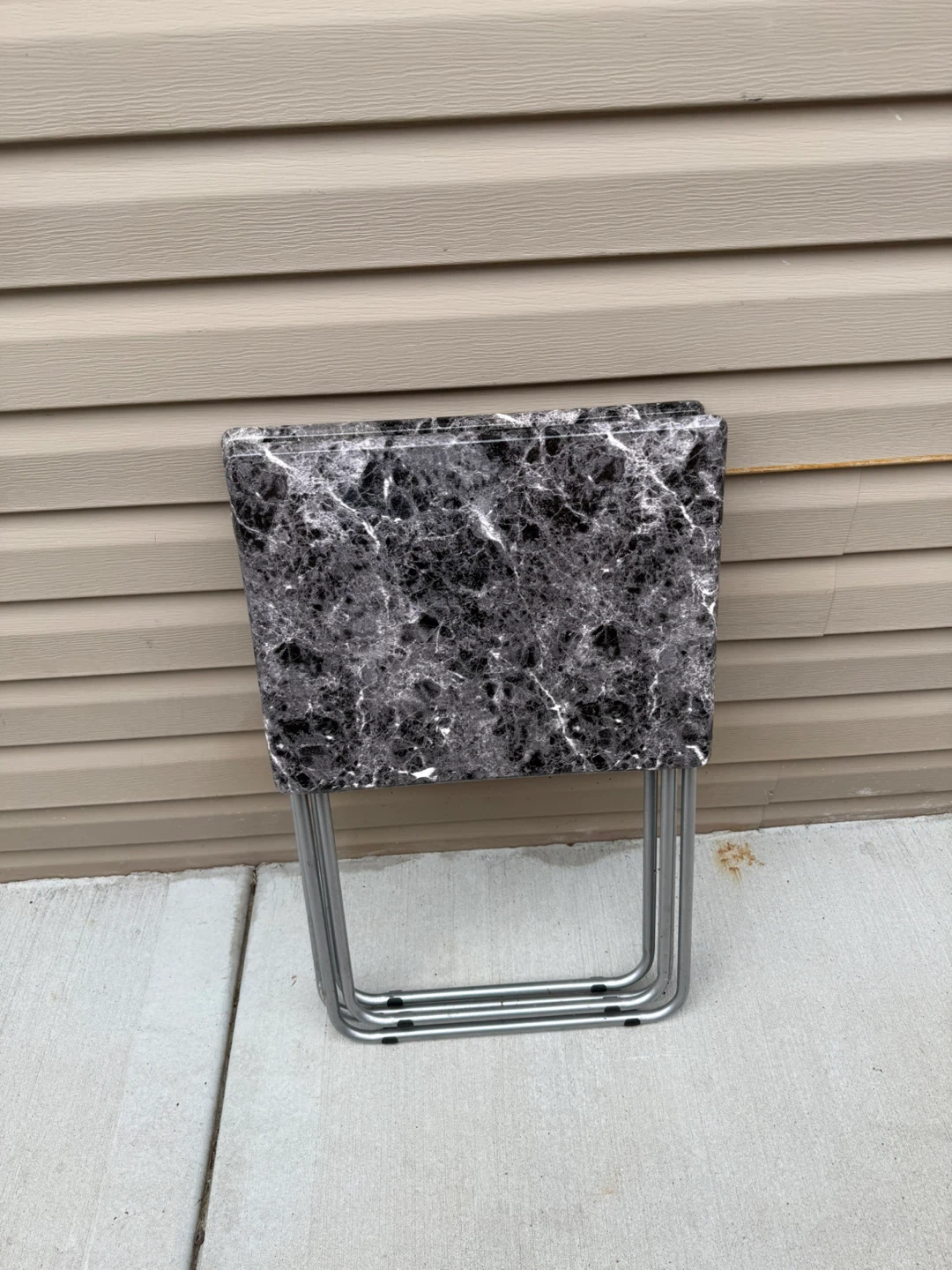 Set of 2 Black Marble Design Folding TV Tray Tables - photo 5