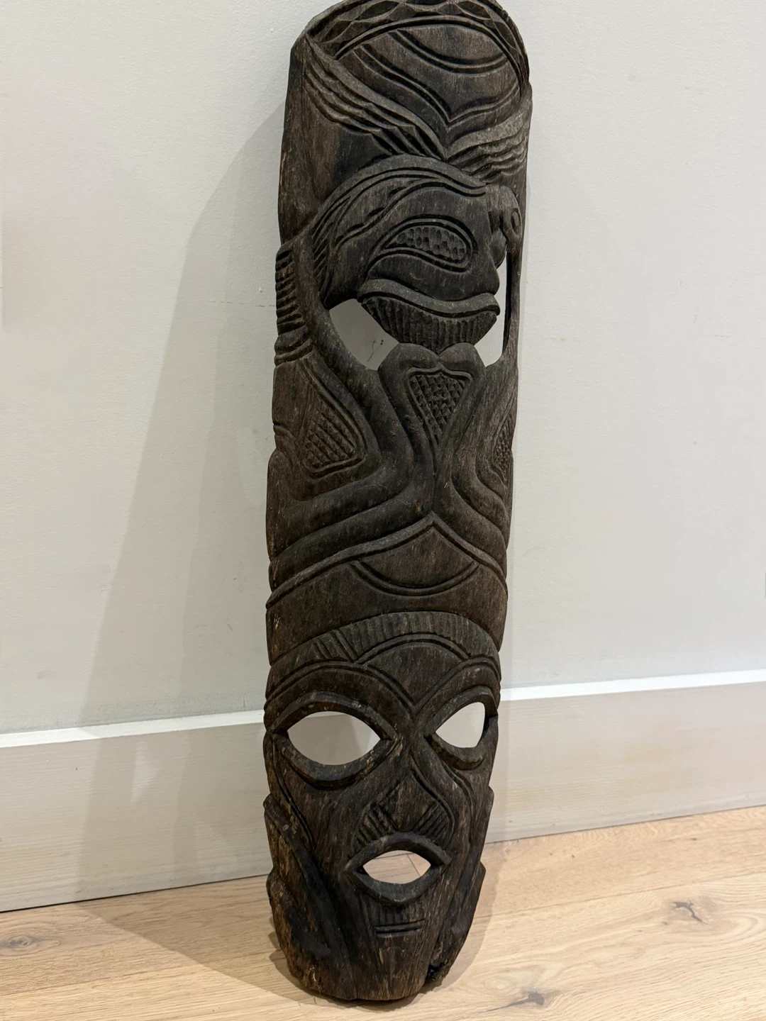 Hand-Carved Wooden Decorative Wall Mask - photo 2