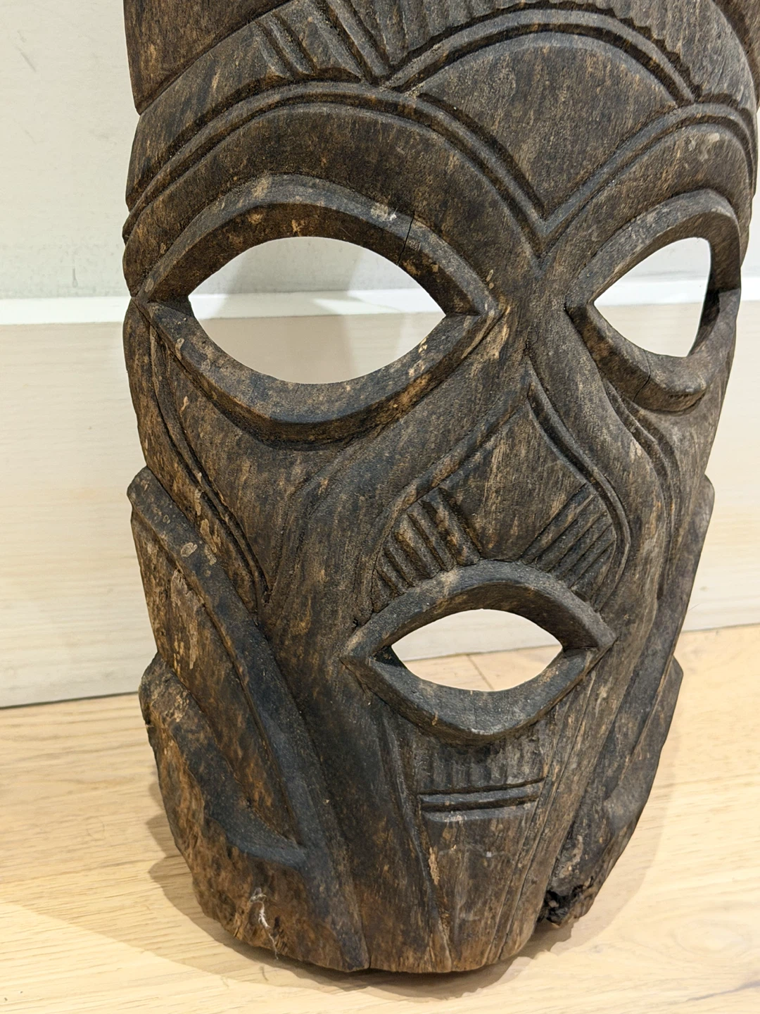 Hand-Carved Wooden Decorative Wall Mask - photo 3