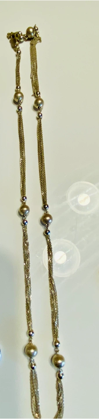 Silver necklace multi-strand  pearls necklace