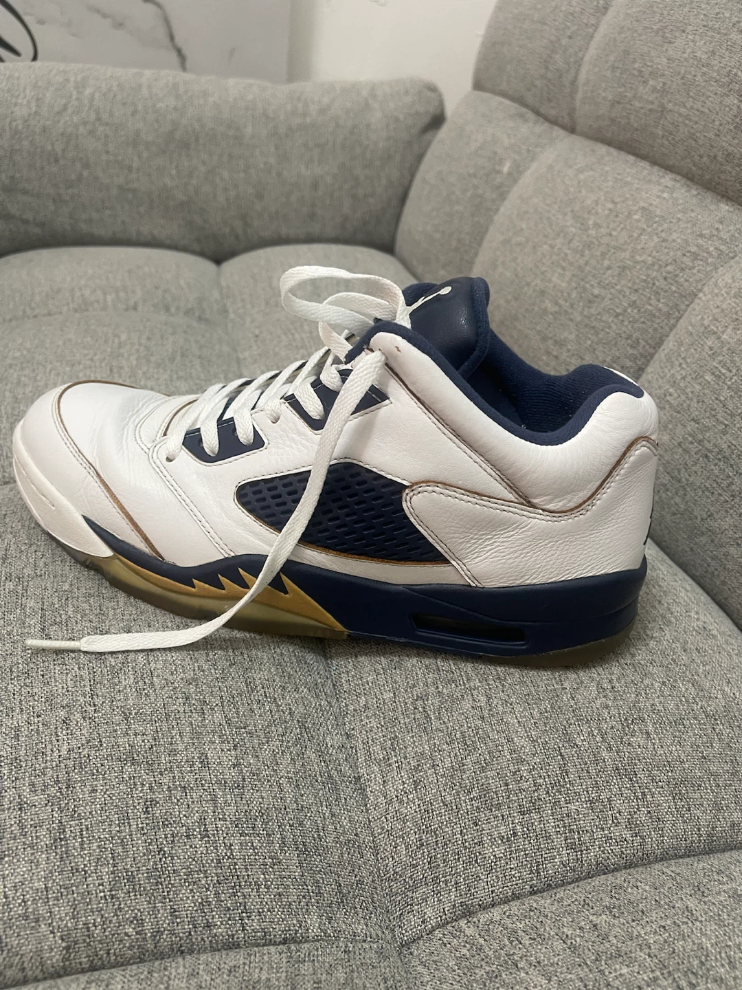 Jordan 5 Low White Navy Gold Sneakers