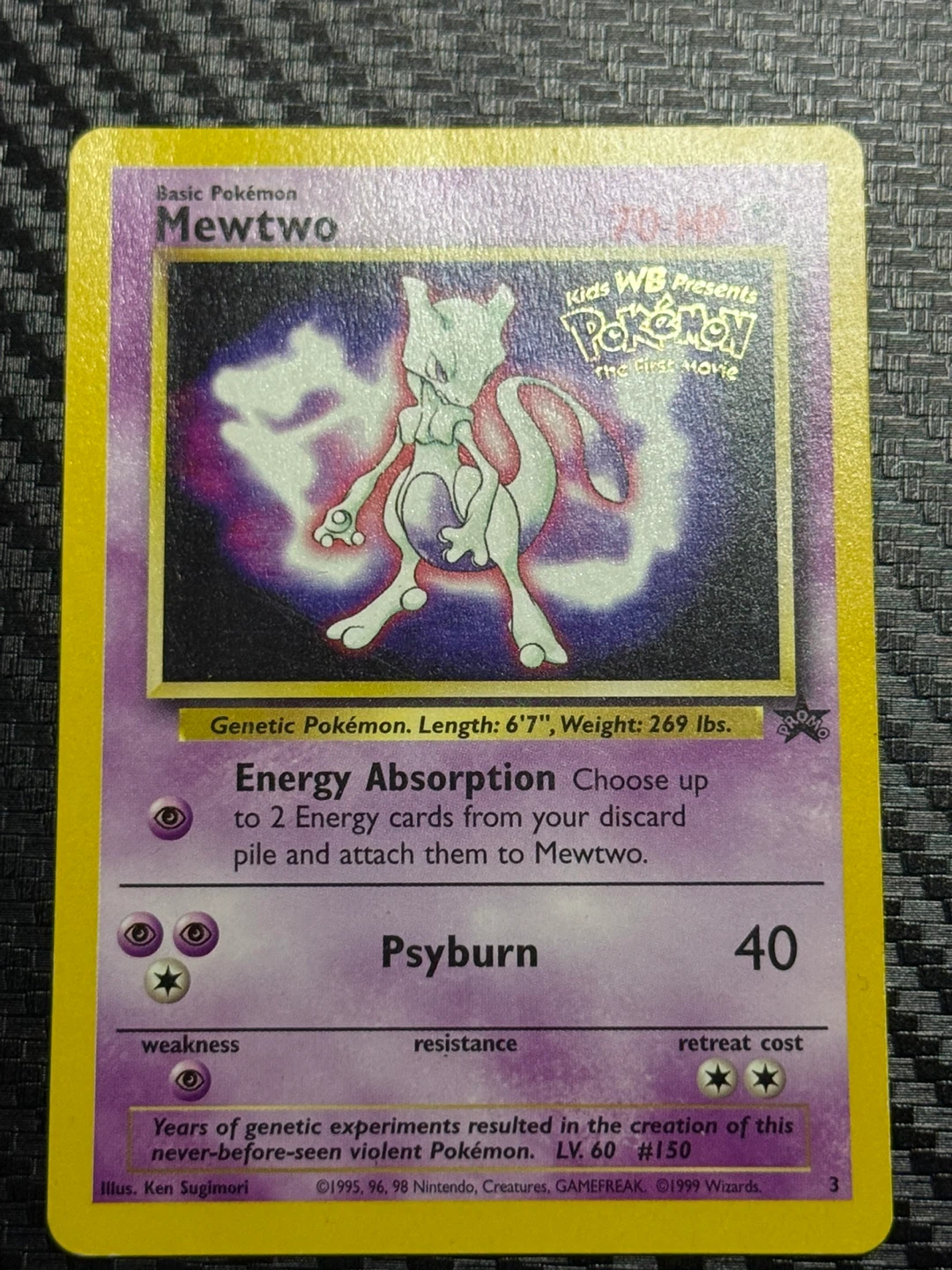 Vintage 1999 Mewtwo Pokemon Promo Card - photo 2