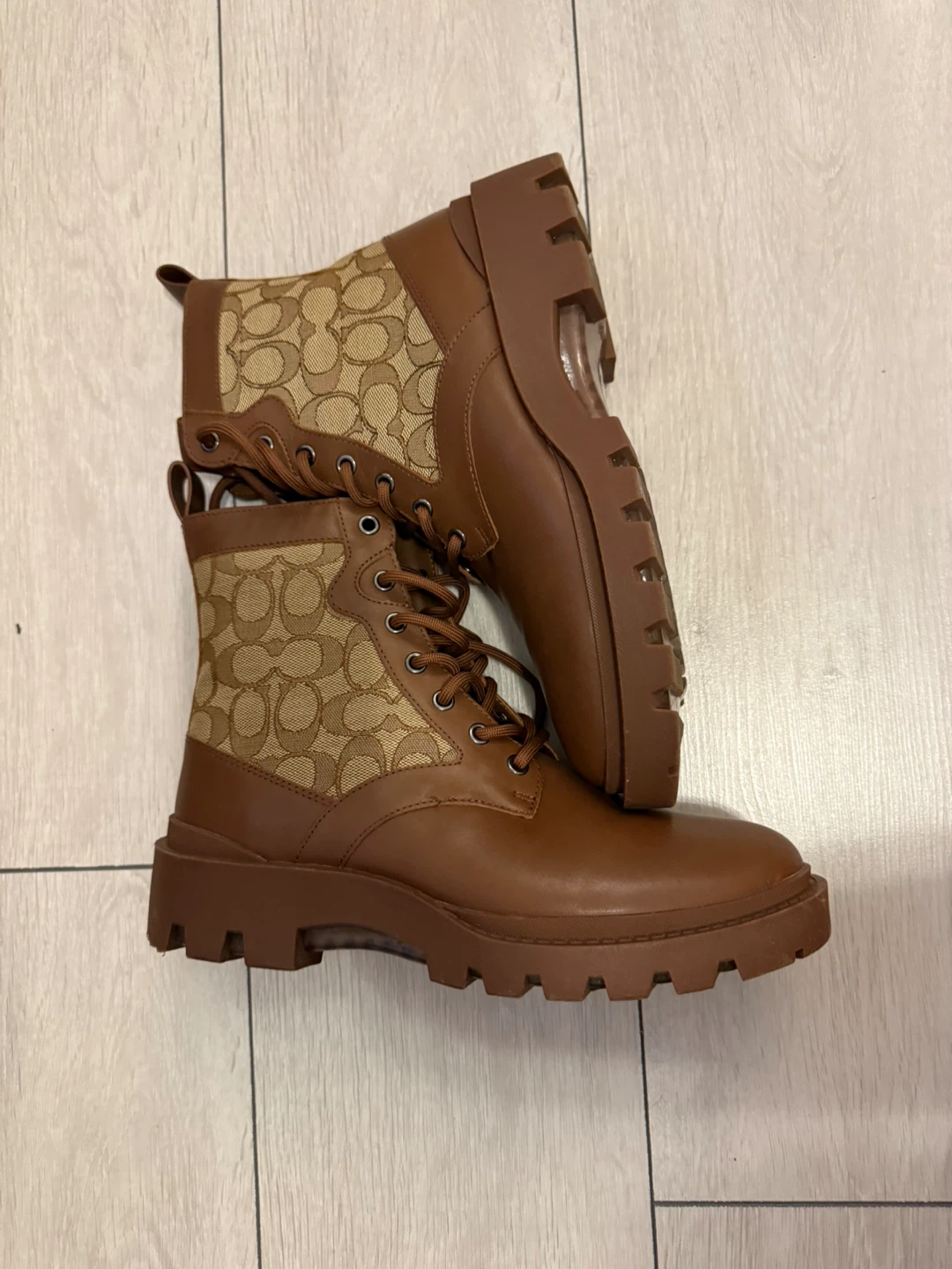 Coach Brown Signature Combat Boots US 8