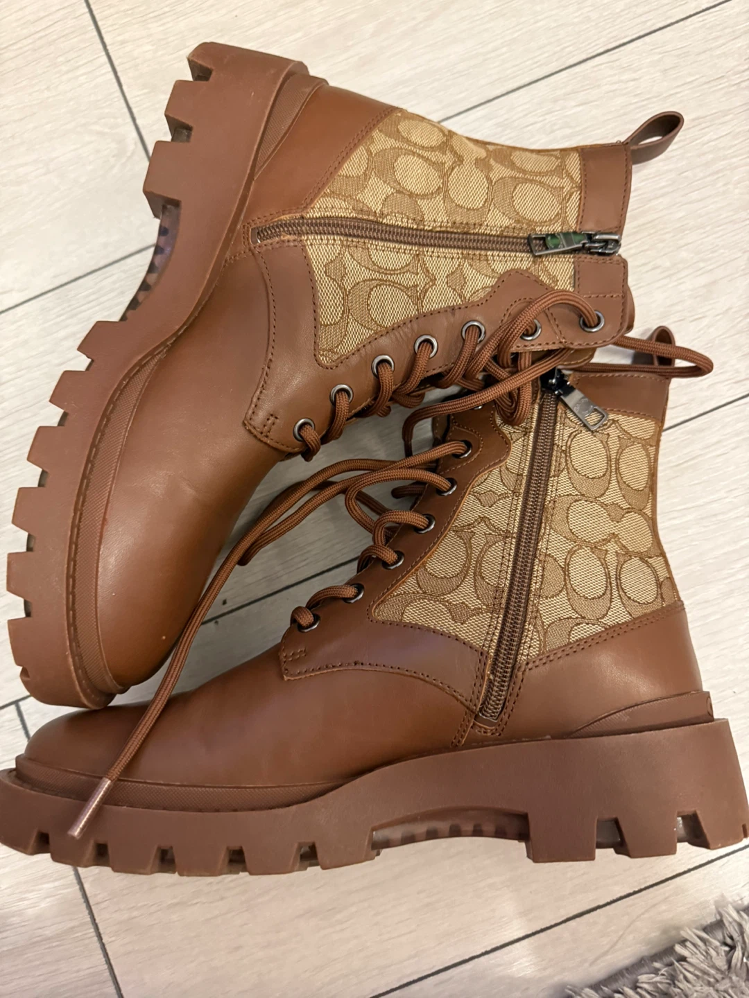 Coach Brown Signature Combat Boots US 8 - photo 2