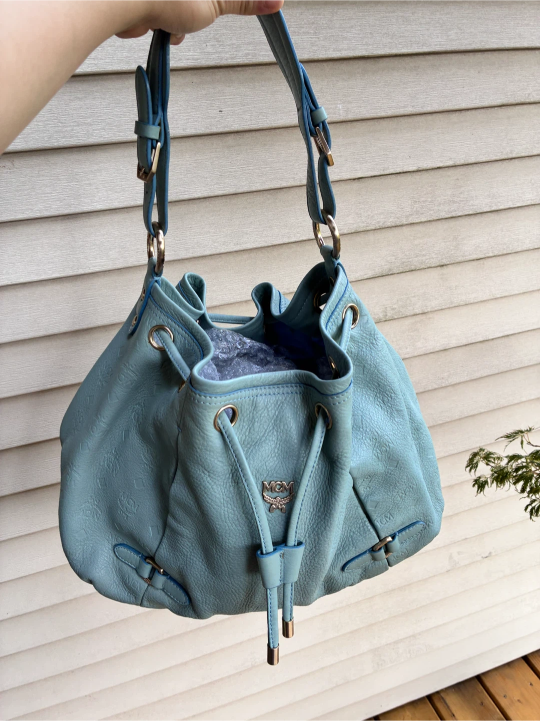 Mcm hobo bucket bag light blue - photo 2