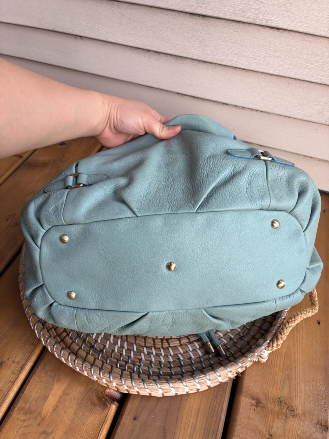 Mcm hobo bucket bag light blue - photo 4