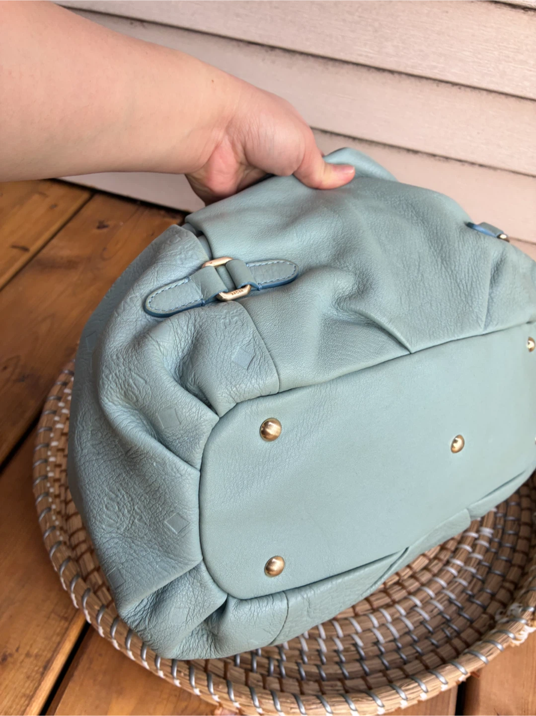 Mcm hobo bucket bag light blue - photo 5