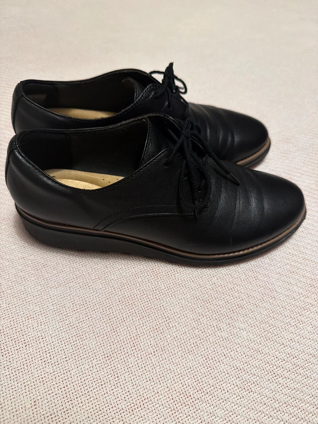 Clarks Collection Black Leather Lace-Up Shoes