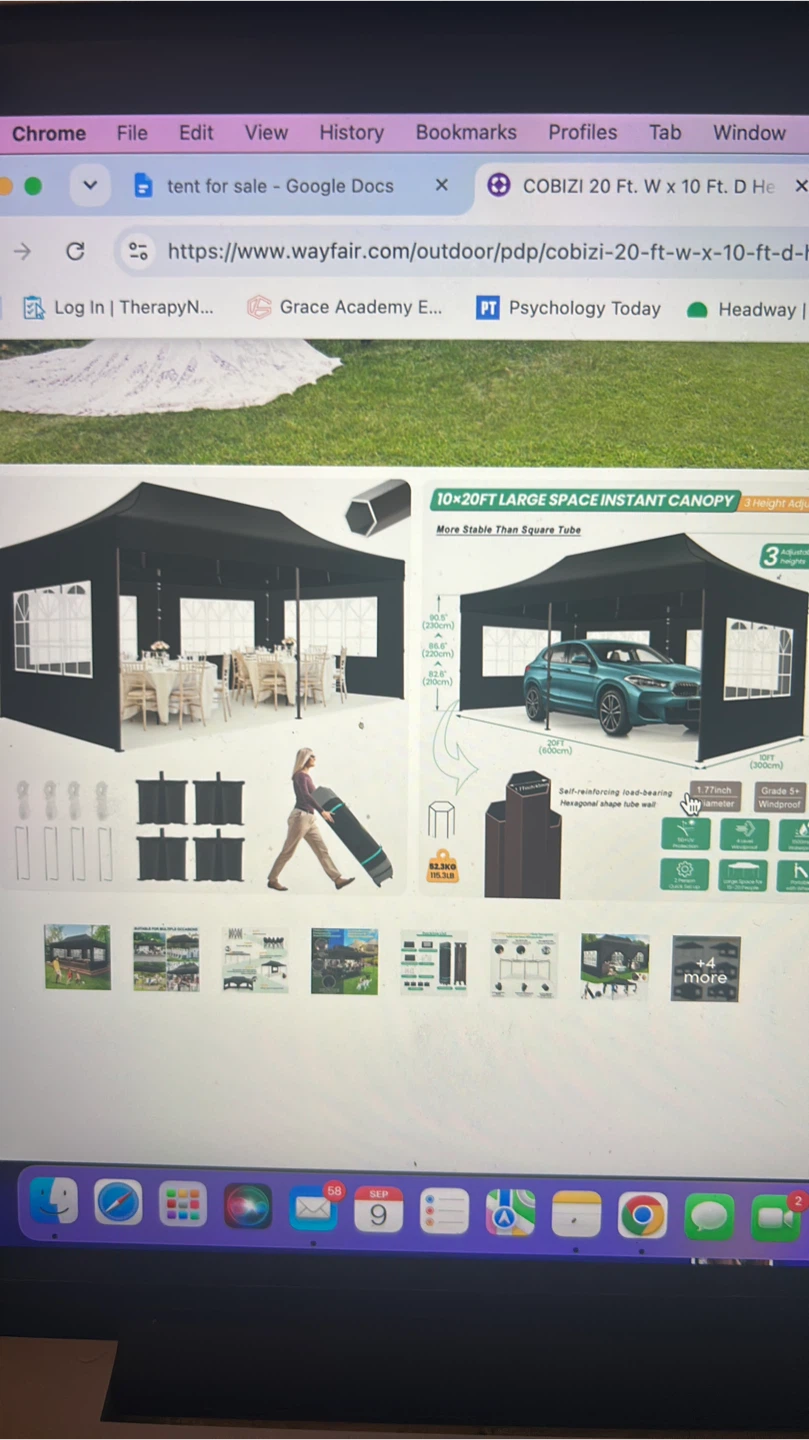 COBIZI 10x20 ft Heavy Duty Pop-Up Canopy Tent - photo 2