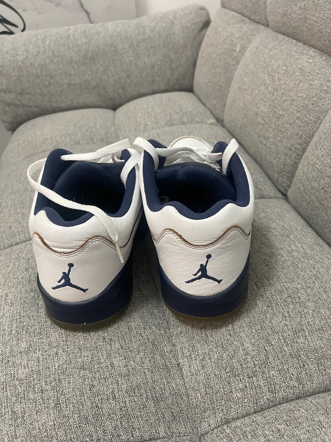 Jordan 5 Low White Navy Gold Sneakers - photo 5