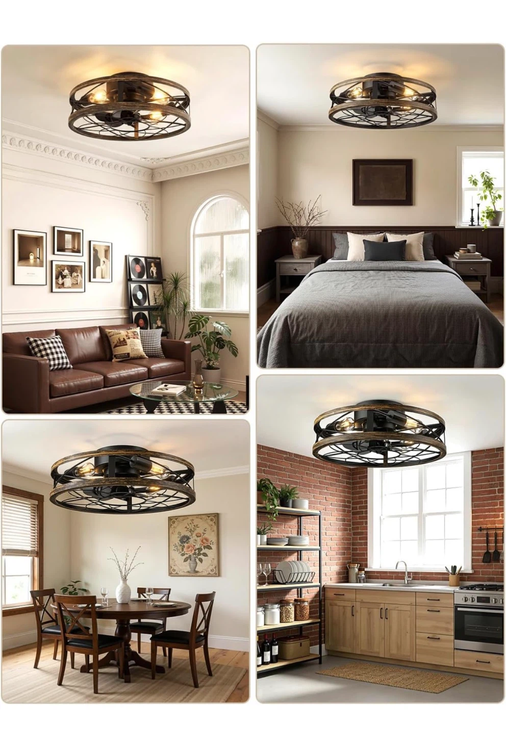 AKOFUN 20" Caged Ceiling Fan with Lights - photo 2