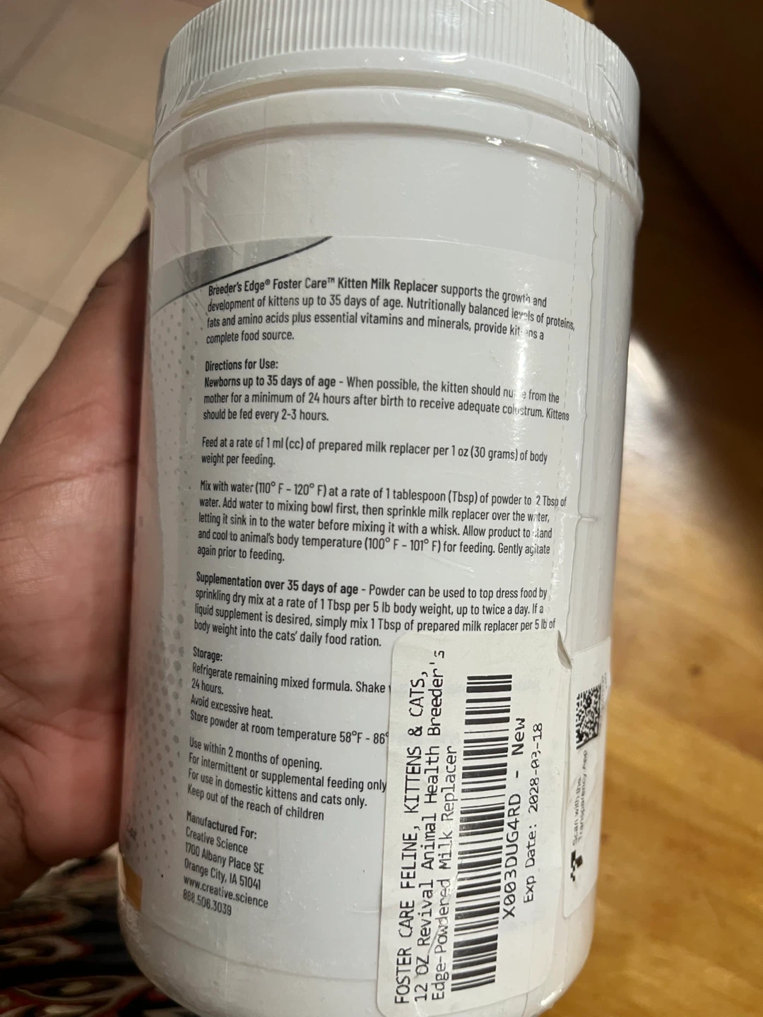 Breeder's Edge Foster Care Kitten Milk Replacer 12 oz - photo 2