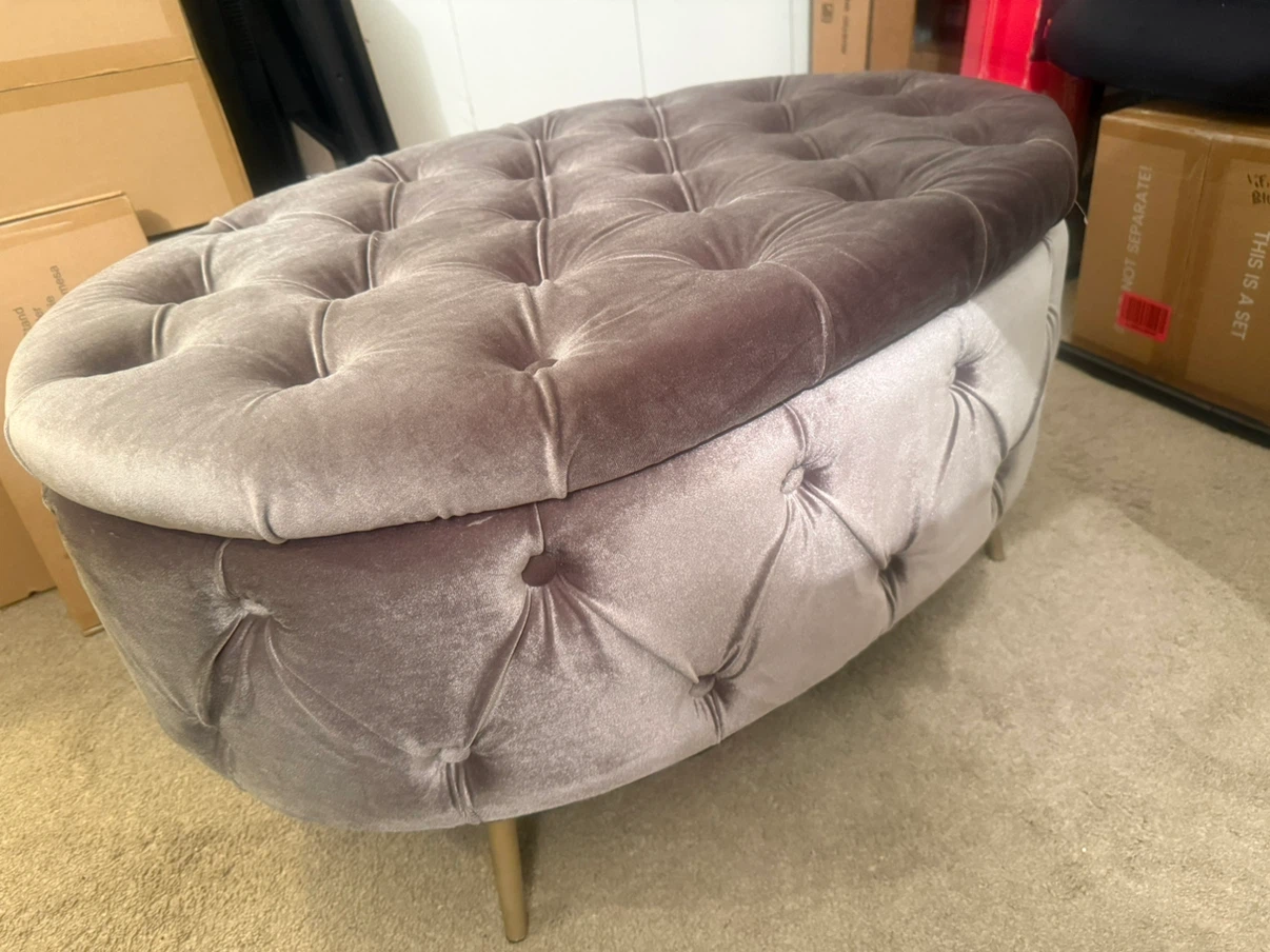 Tufted Velvet Storage Ottoman - photo 3