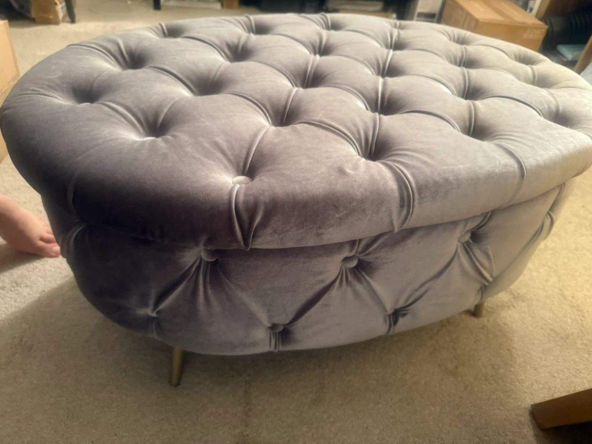 Tufted Velvet Storage Ottoman - photo 5