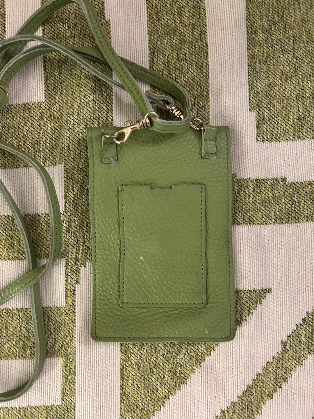 Green Leather Phone Crossbody Bag - Handmade - photo 2