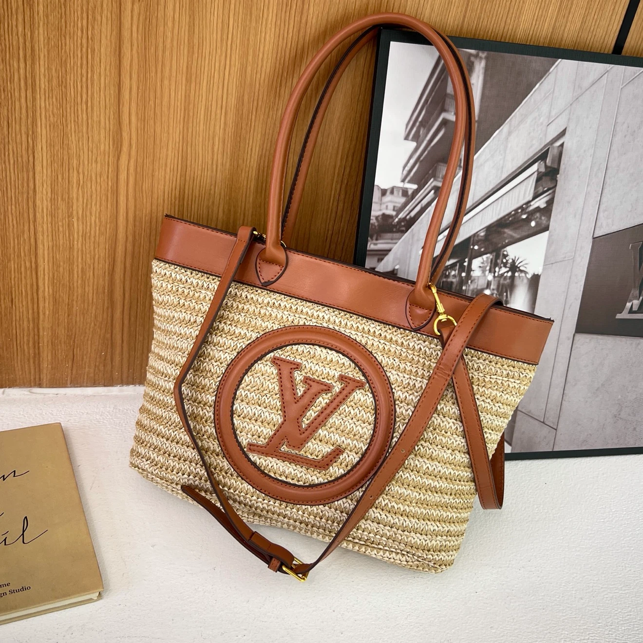 Louis Vuitton Straw Tote Bag and Hat Set - photo 5