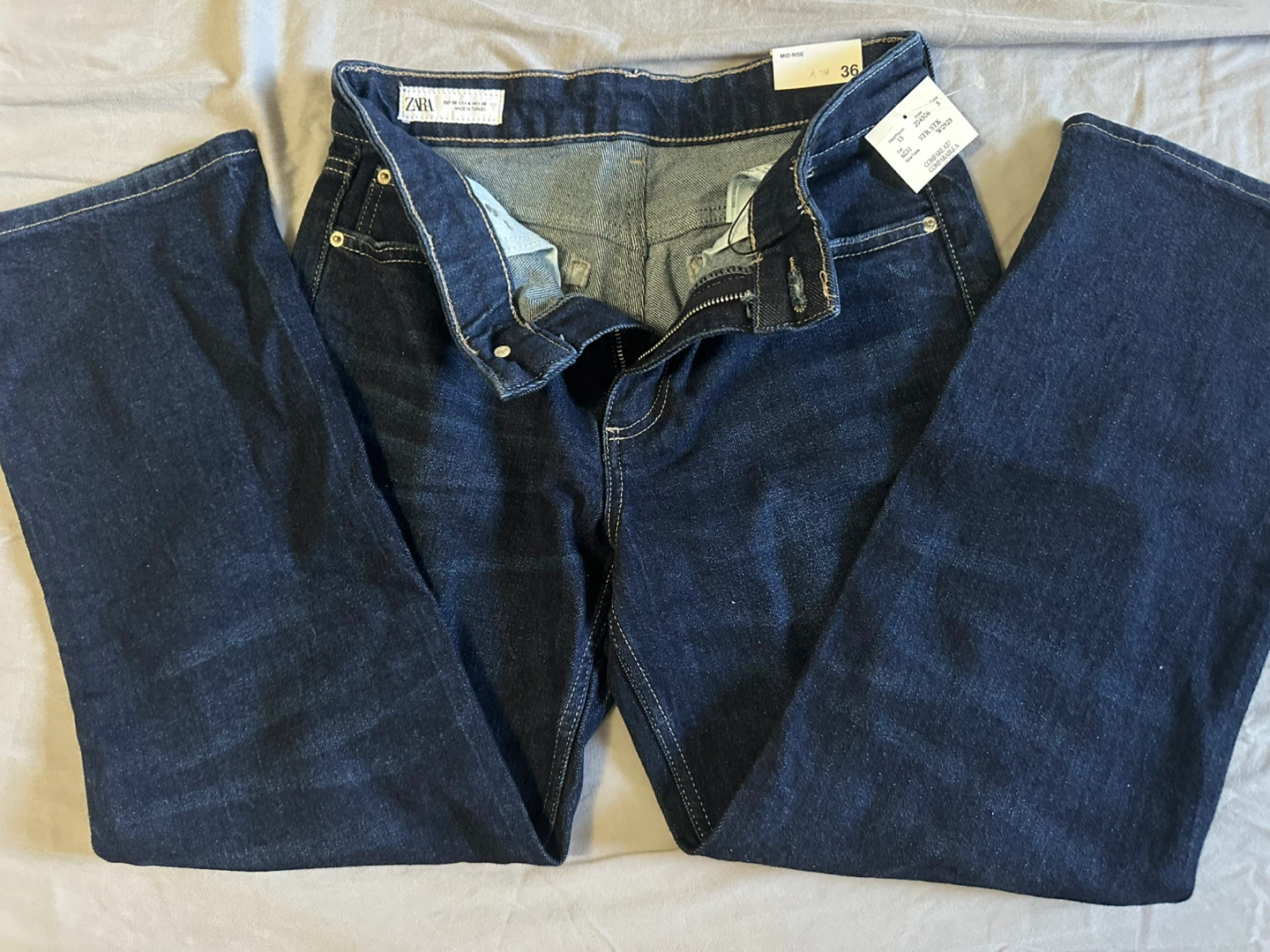 ZARA Women's Mid Rise Dark Denim Jeans