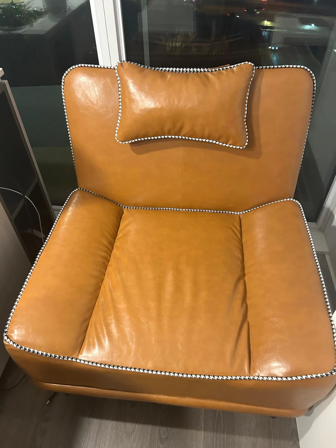Tan Faux Leather Accent Chair