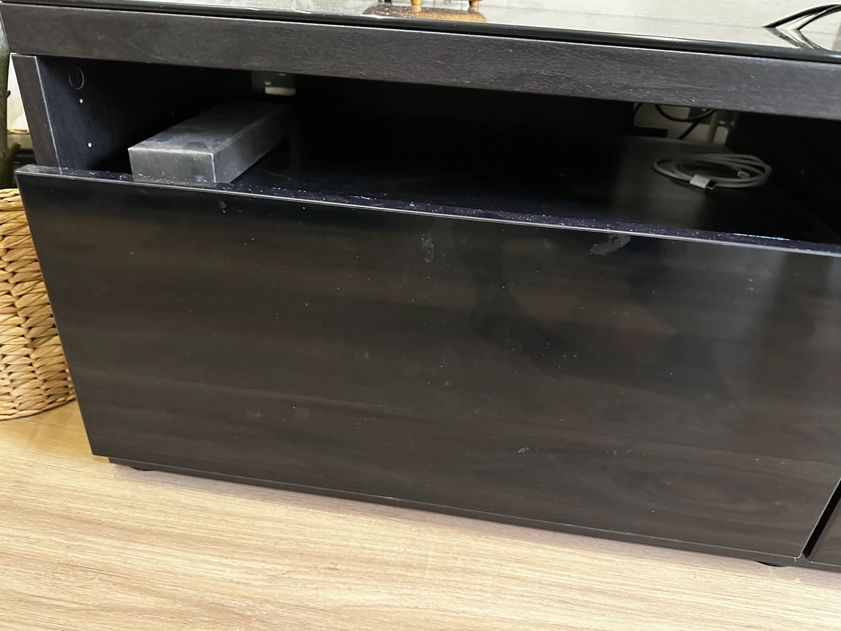 Black TV media stand with two drawers - photo 4