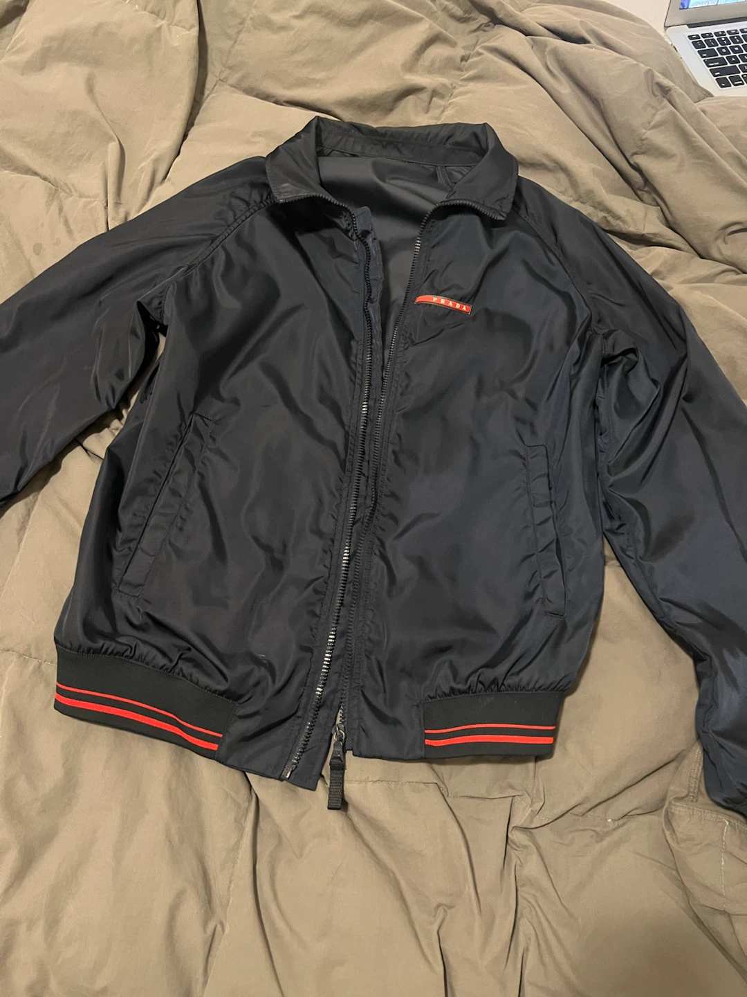 Mens Prada Black Nylon Bomber Jacket Tg. 50