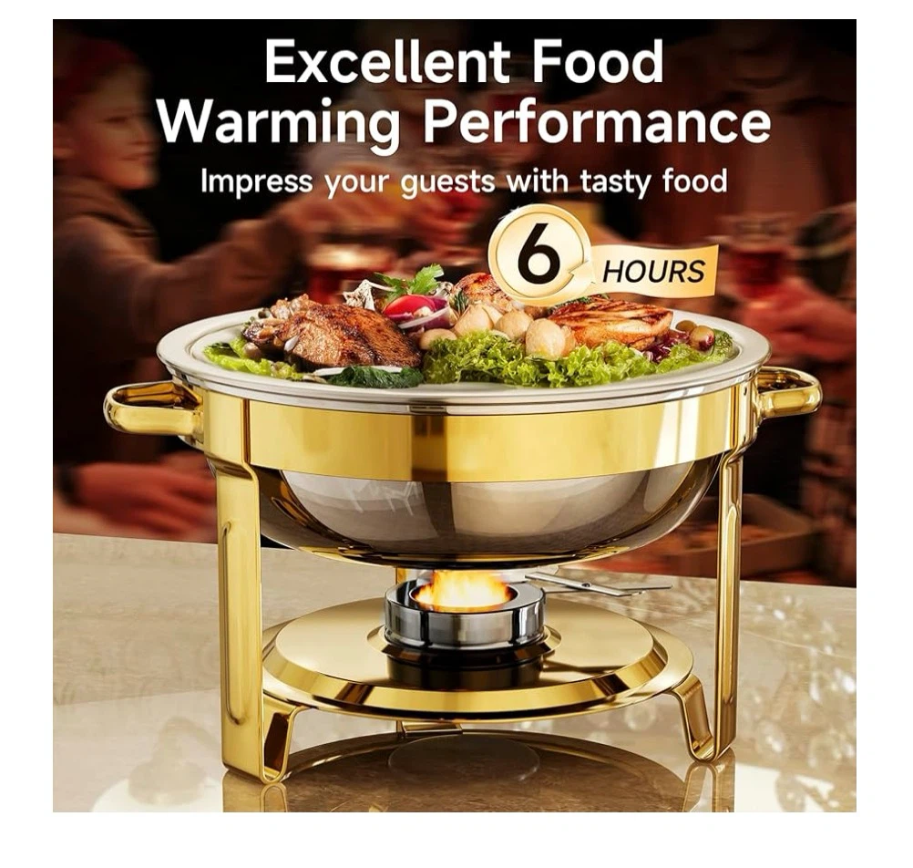 Chafing Dishes for Buffet, 4 Pack 5QT Round Stainless Steel - photo 2