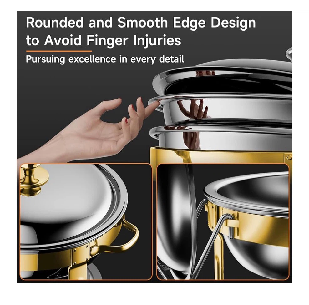 Chafing Dishes for Buffet, 4 Pack 5QT Round Stainless Steel - photo 4