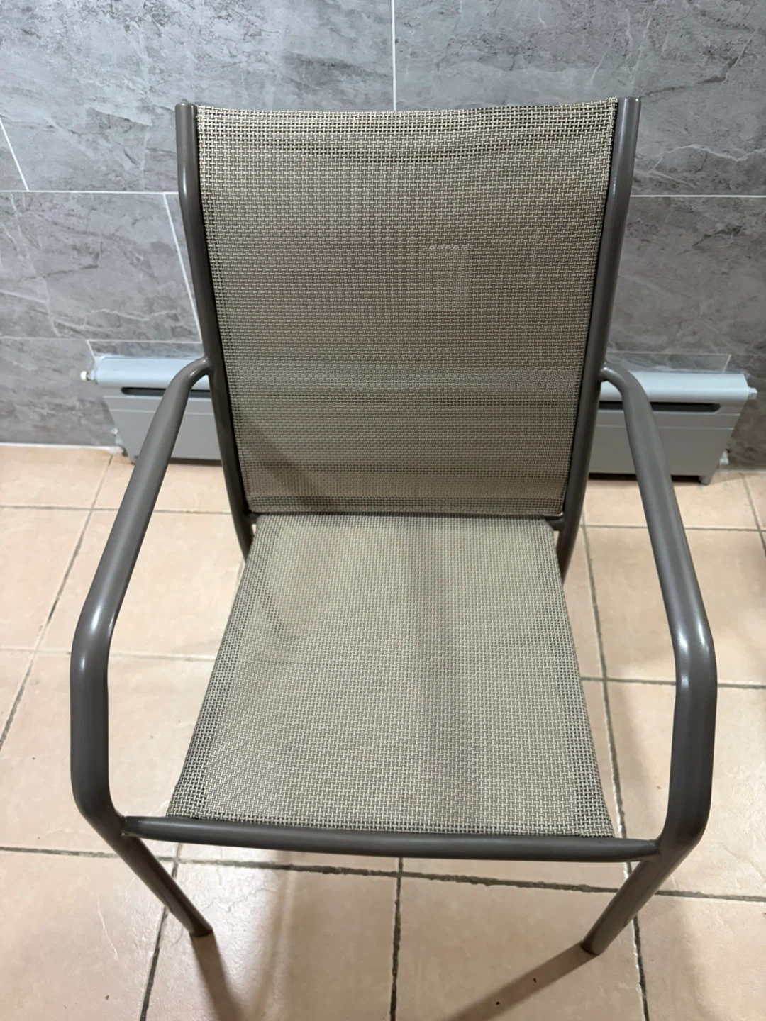 Outdoor Patio Chairs Stackable Grey Steel Frame