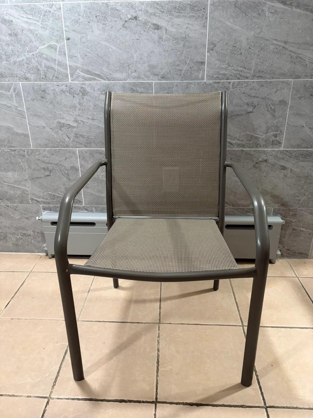 Outdoor Patio Chairs Stackable Grey Steel Frame - photo 2