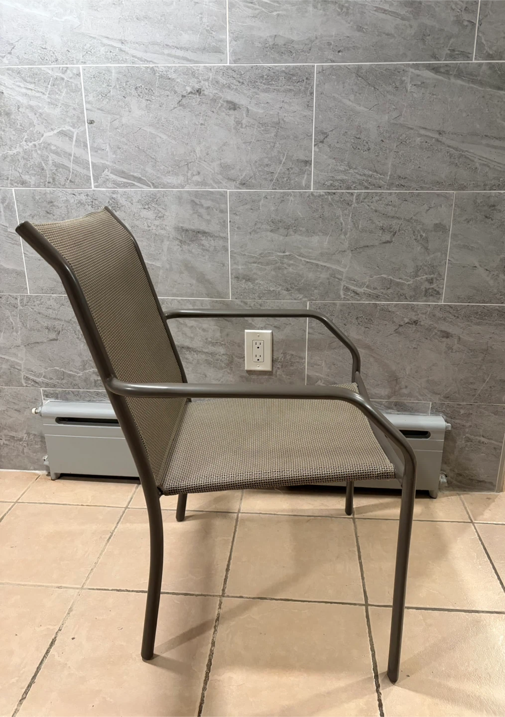Outdoor Patio Chairs Stackable Grey Steel Frame - photo 3