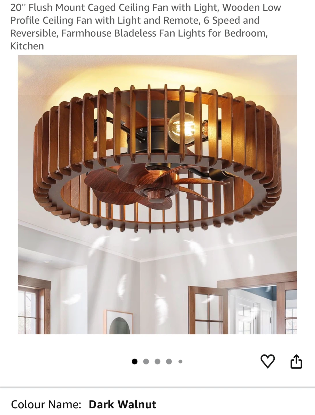20 inch Flush Mount Caged Ceiling Fan with Light
