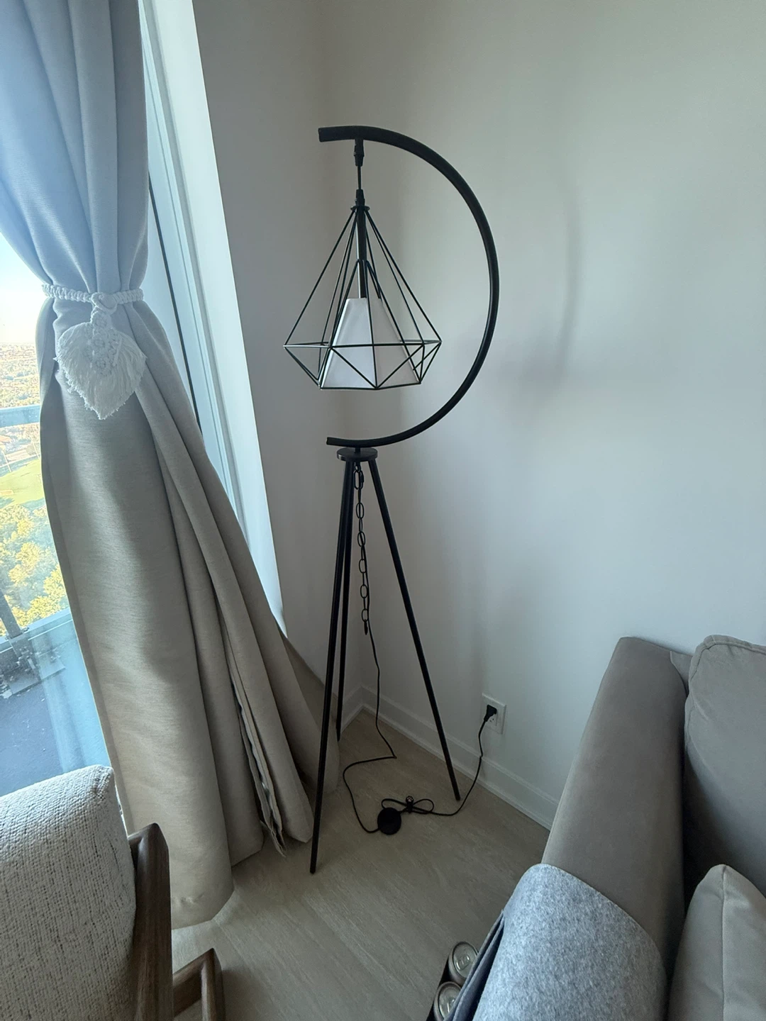 Modern Geometric Metal Tripod Floor Lamp