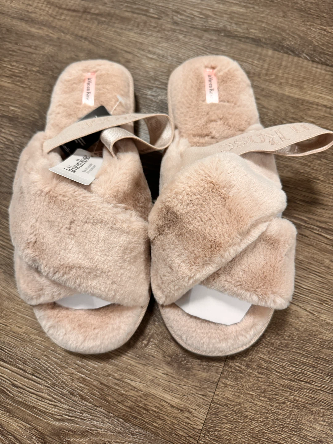 La Vie en Rose faux fur slippers shoe sz 7-71/2